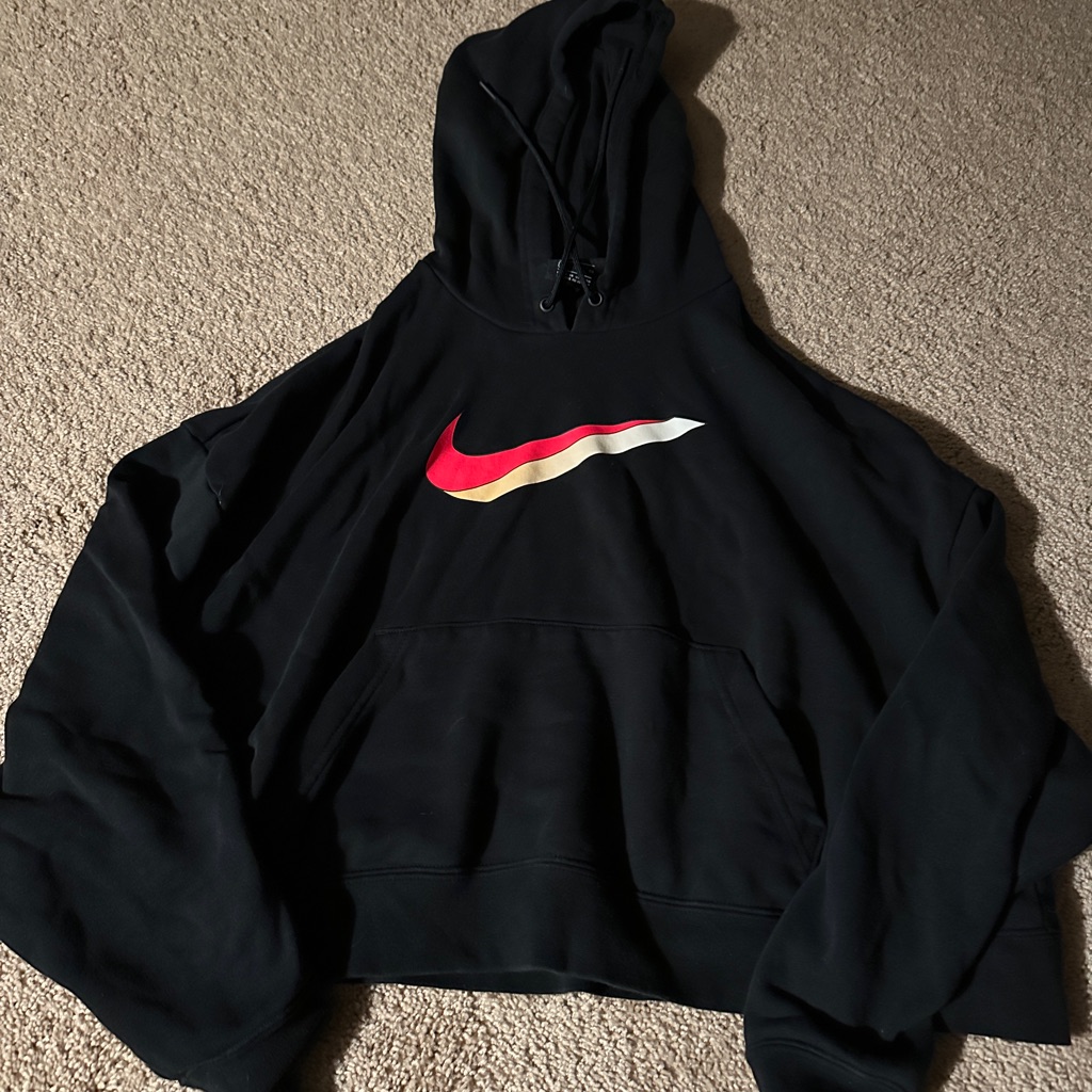 Nike Black Hoodie With Red And White Swoosh